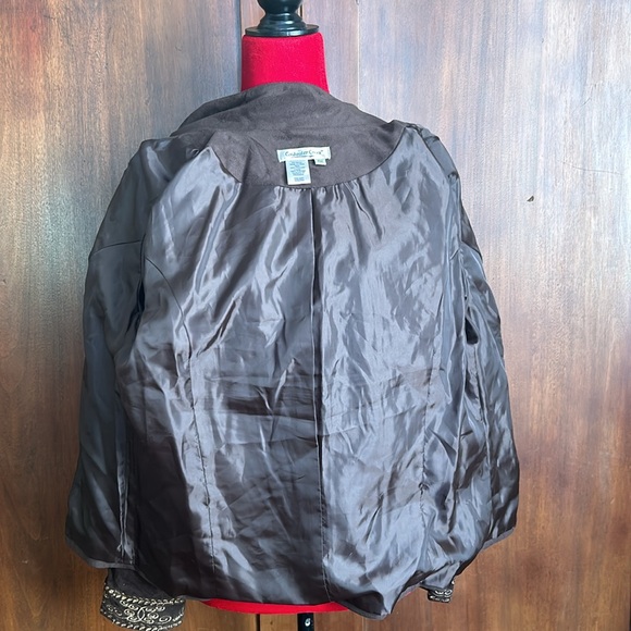 Vintage Chocolate Brown Microsuede Embroidered Jacket PM - Picture 9 of 11